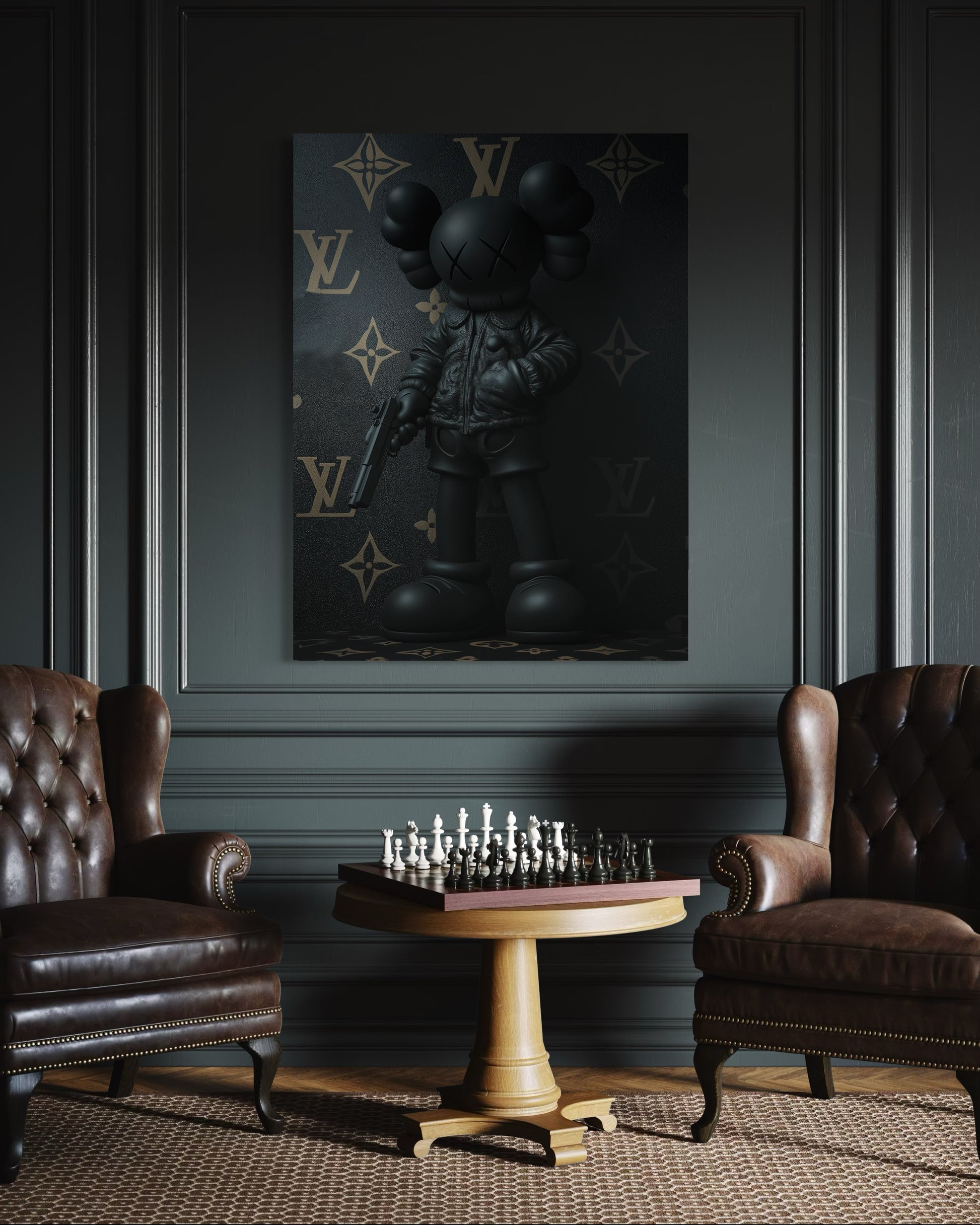 BLACK KAWS CANVAS 