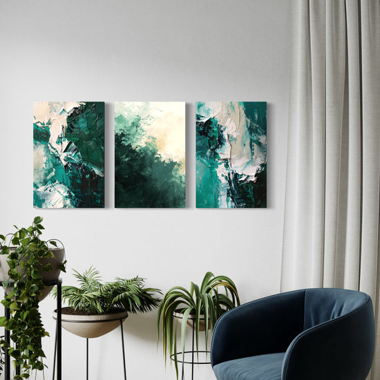 Emerald Whispers Set of 3 Wall Art