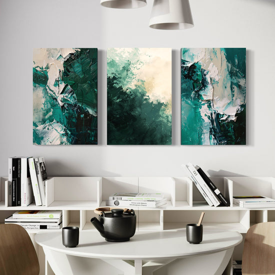 Emerald Whispers Set of 3 Wall Art - Blanq Canvas