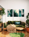Emerald Whispers Set of 3 Wall Art