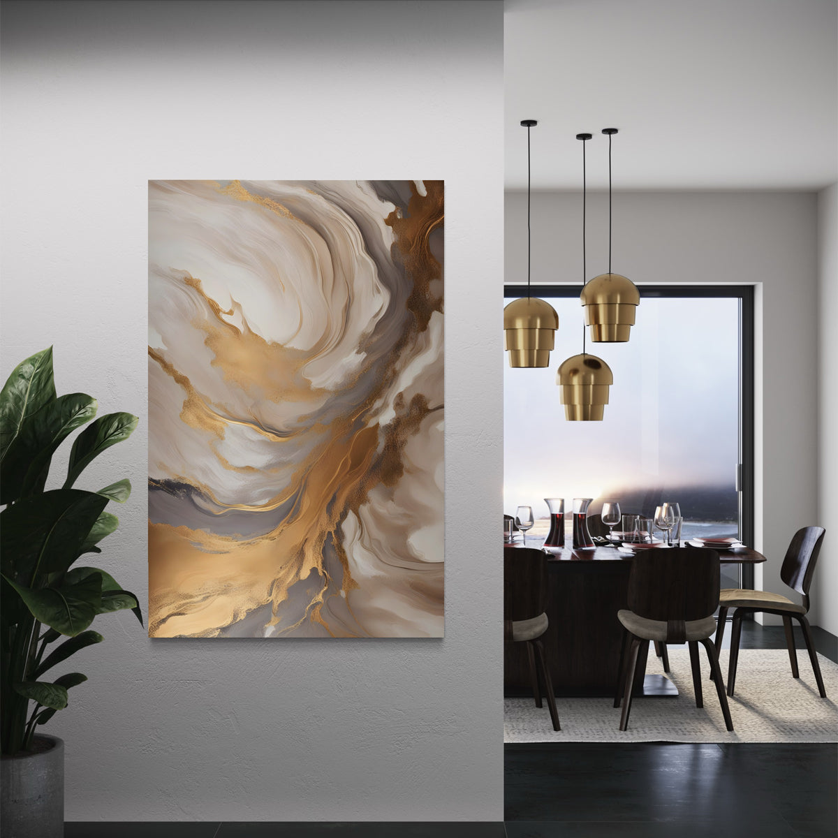 Golden Haze Abstract Canvas - Blanq Canvas