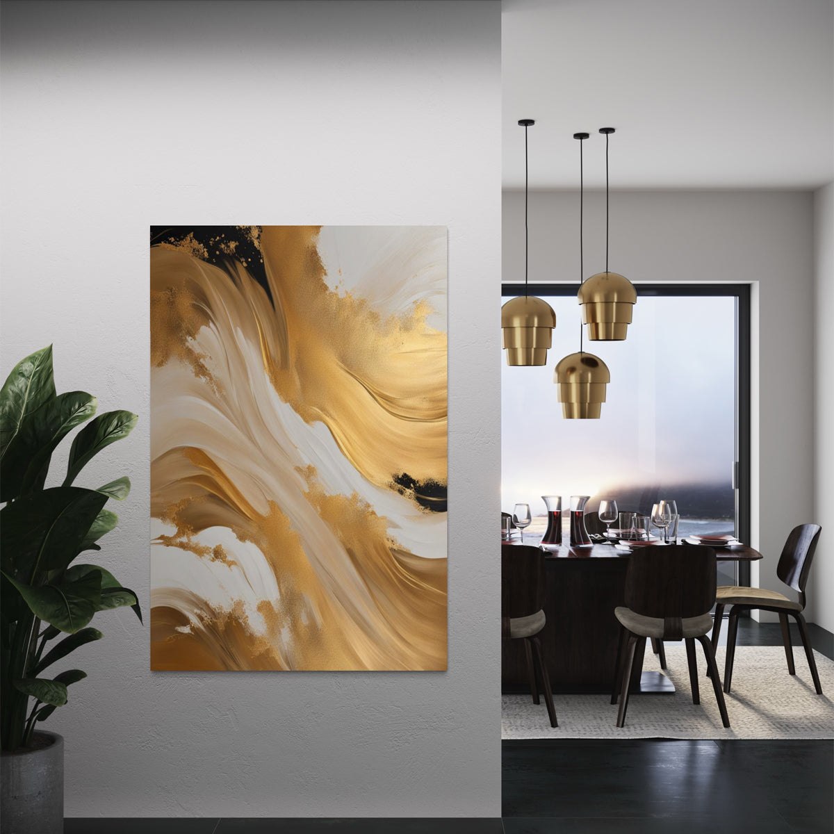 Golden Simplicity Abstract Canvas