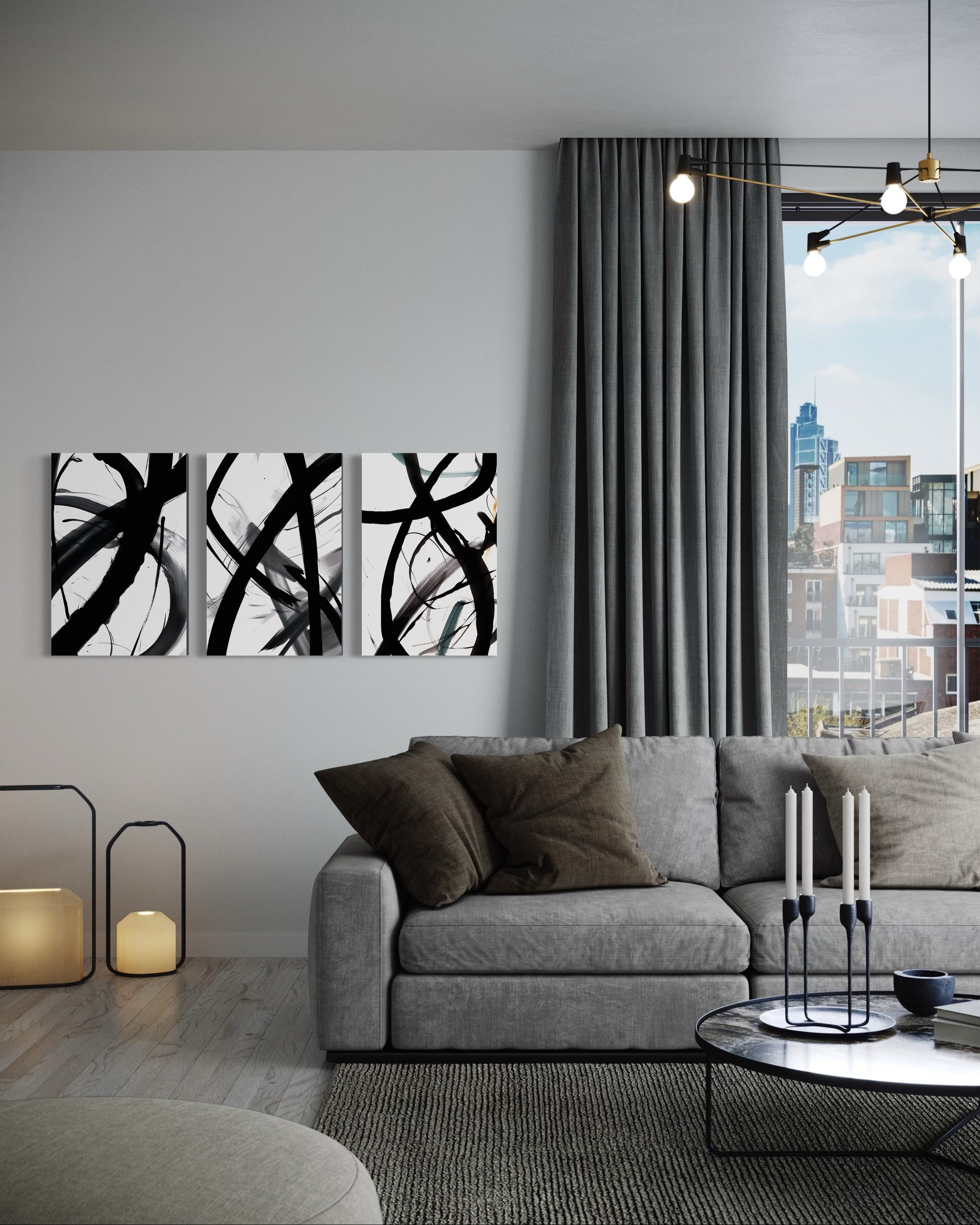 MIDNIGHT MOTION SET OF 3 WALL ART 