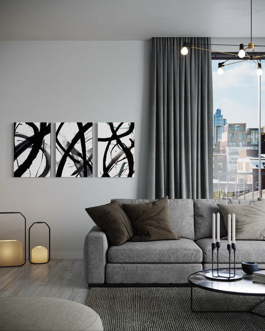 MIDNIGHT MOTION SET OF 3 WALL ART 