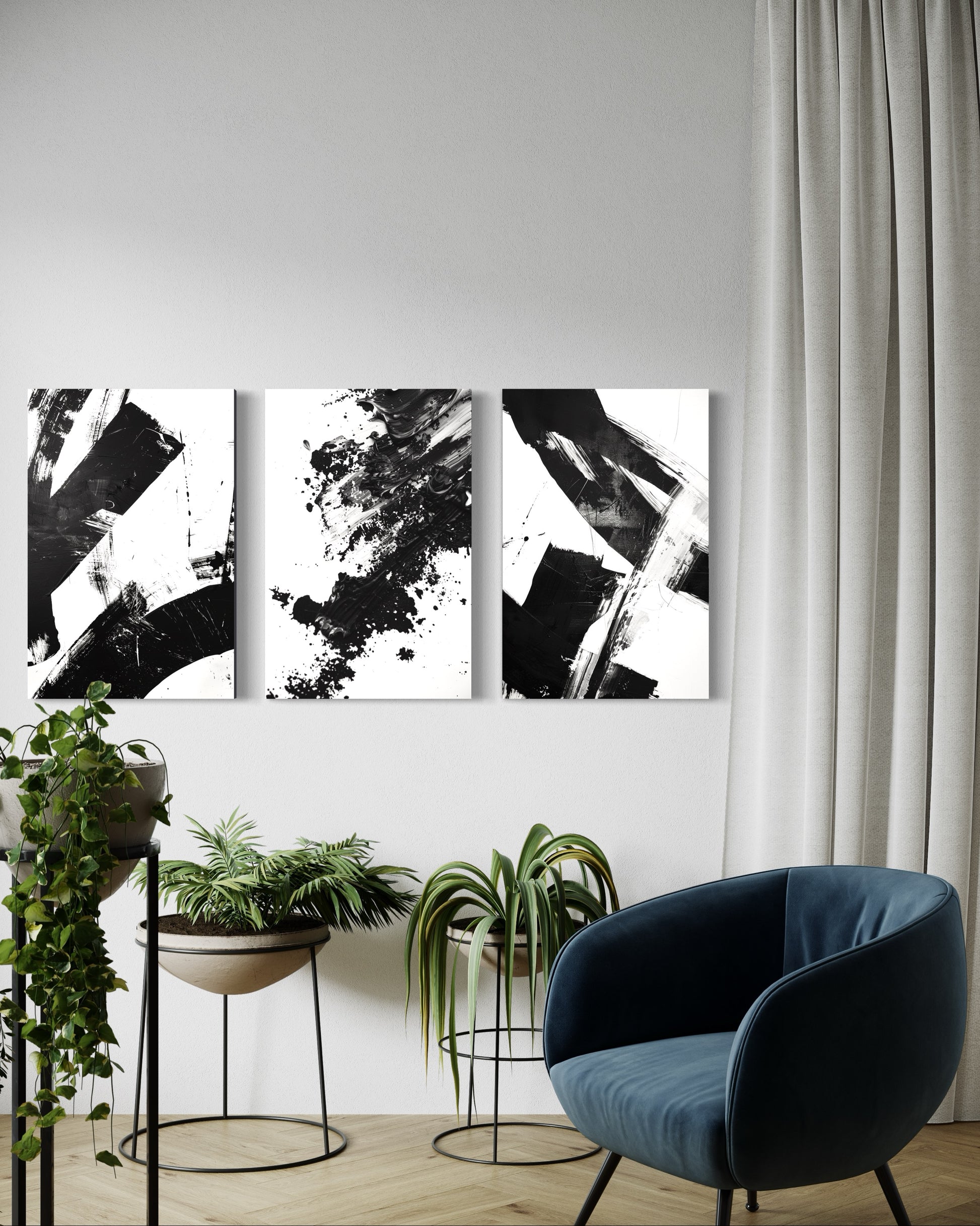 Noir Blanc Set of 3 Wall Art 