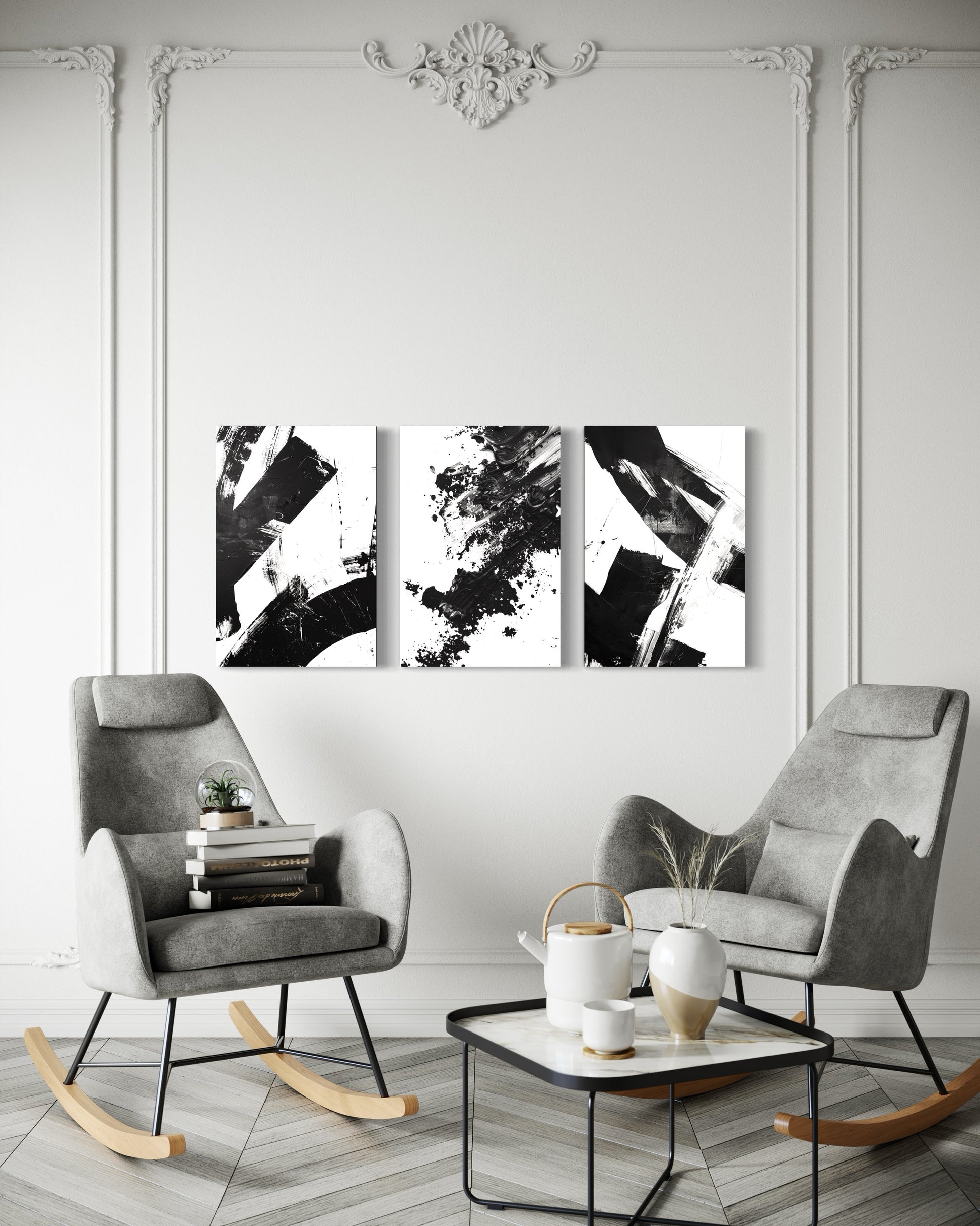 Noir Blanc Set of 3 Wall Art 