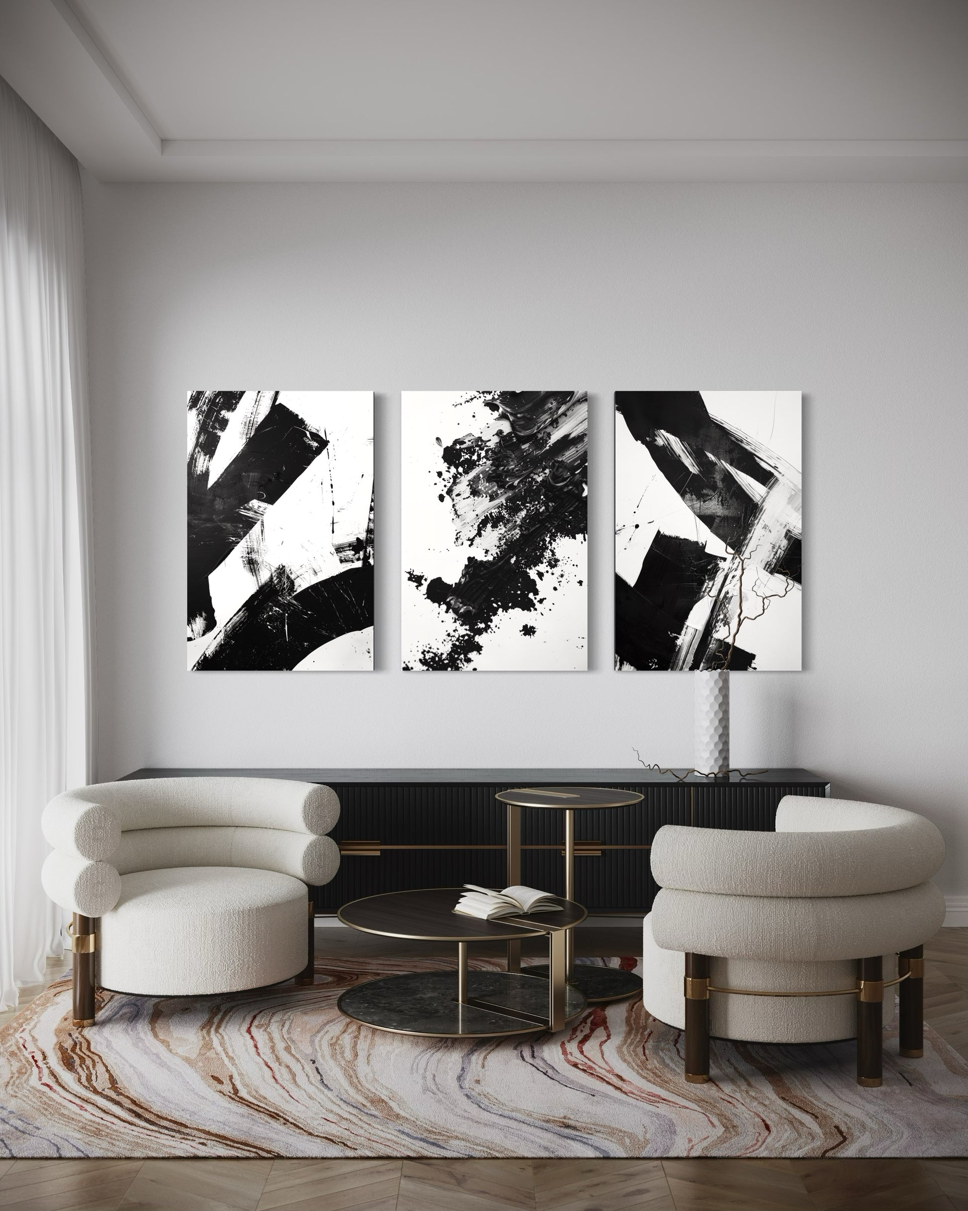 Noir Blanc Set of 3 Wall Art - Blanq Canvas