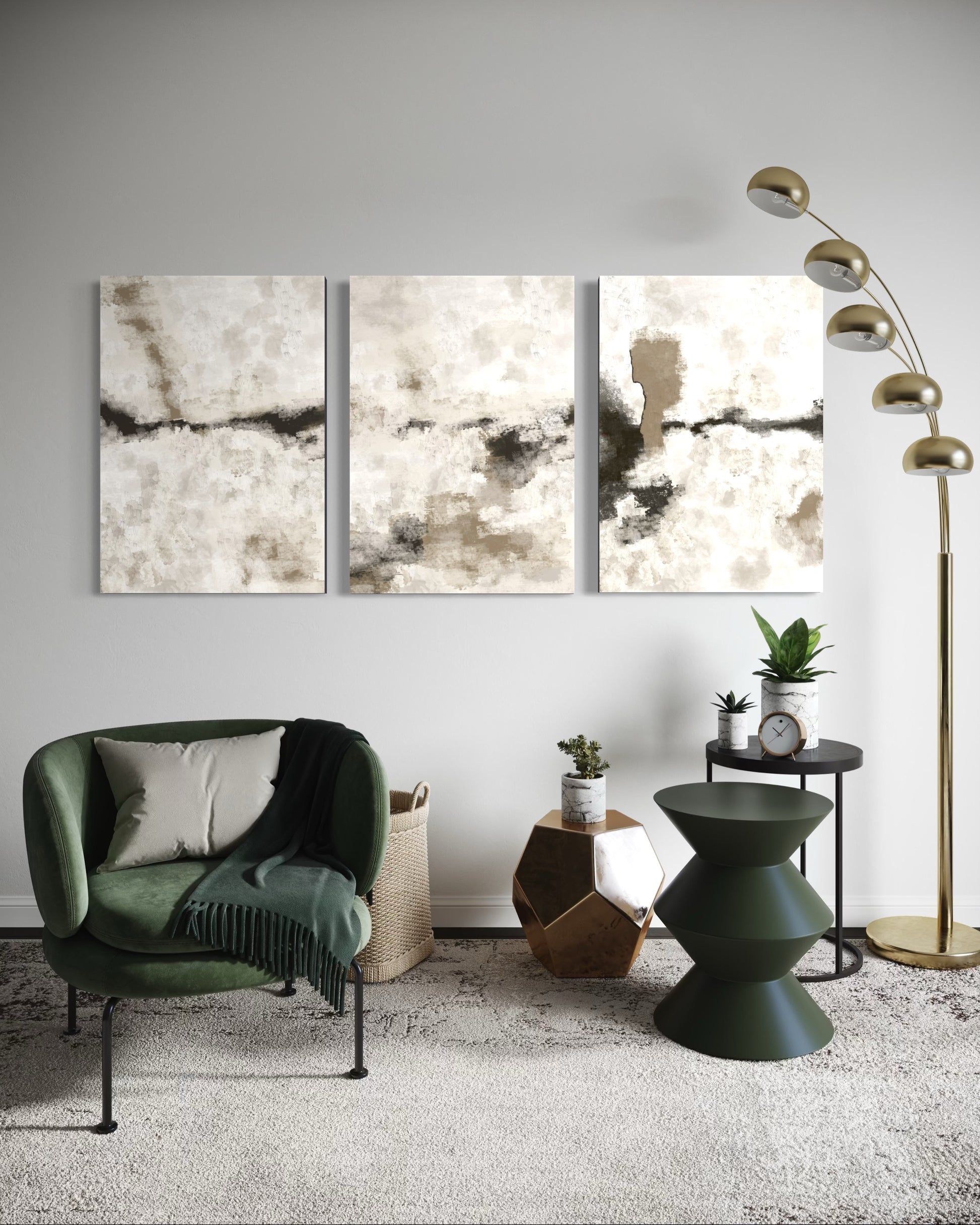 Silver Clouds Set Of 3 Wall Art 