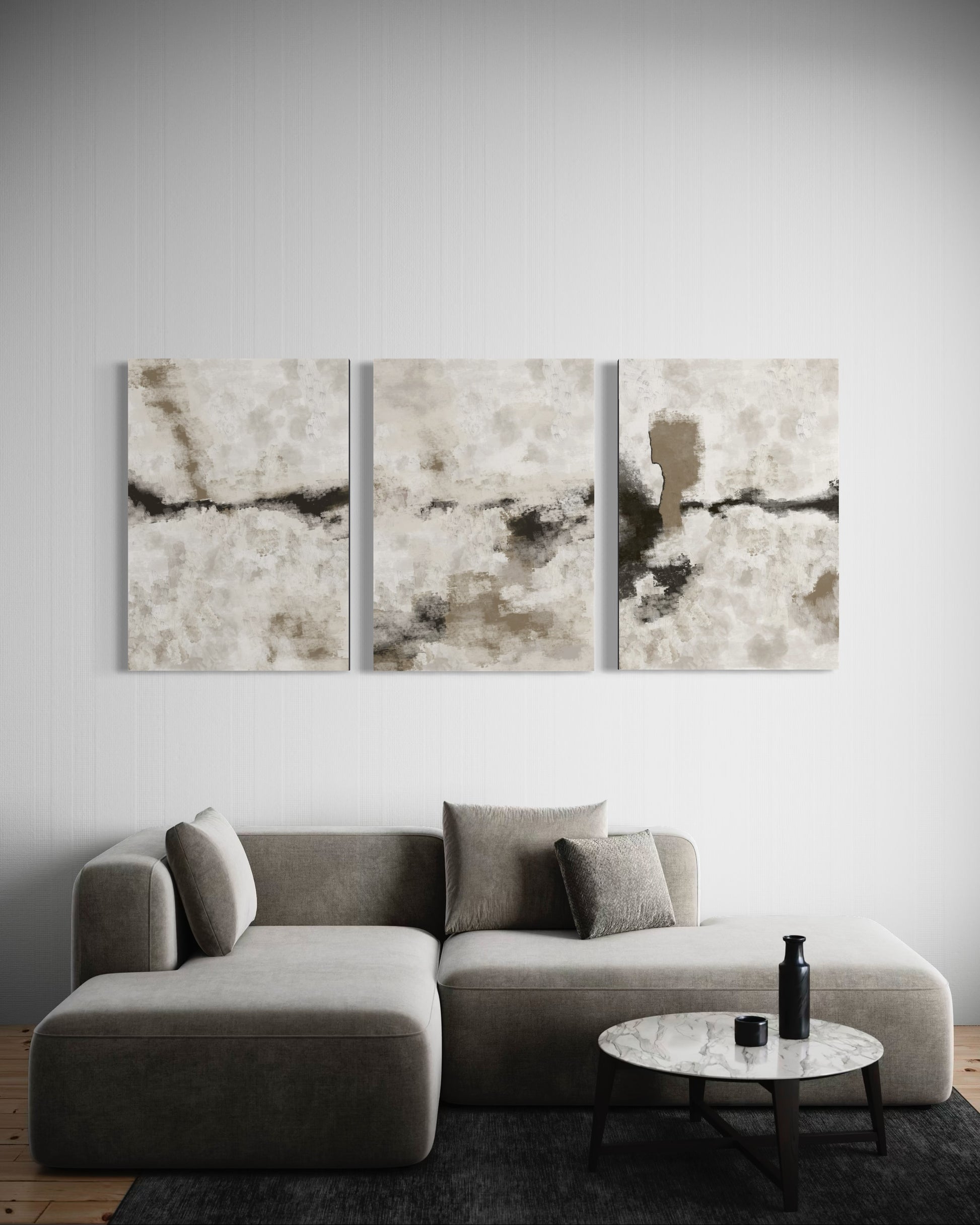 Silver Clouds Set Of 3 Wall Art 